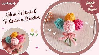 TUTORIAL MINI TULIPAN TEJIDO A CROCHET  FLOR TEJIDA PASO A PASO [upl. by Caneghem]