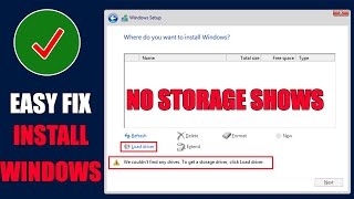 Fix no Storage Found  We Couldn’t Find Any Drives To Get a Storage Driver Click Load Driver [upl. by Chara]