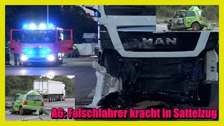 A6 FALSCHFAHRER KRACHT IN SATTELZUG HÖHE REILINGEN  Trümmerfeld auf der BAB  E [upl. by Darnok]