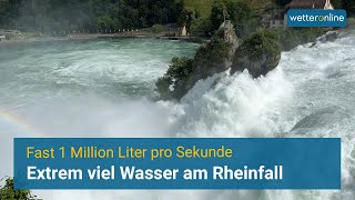 Spektakuläre Aufnahmen  Extrem viel Wasser im Rheinfall [upl. by Dympha]