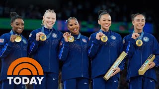 US women’s gymnastics team dazzles to gold at Paris Olympics [upl. by Irah957]