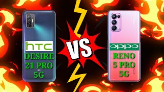 HTC DESIRE 21 PRO 5G VS OPPO RENO 5 PRO Which is BEST [upl. by Lletnahc]