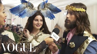 Lana Del Rey and Jared Leto on Their Gucci Ensembles  Met Gala 2018 With Liza Koshy  Vogue [upl. by Sussi]