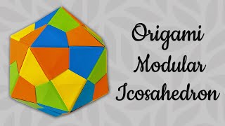 How To Make Origami Modular Icosahedron  Triangle Edge Modular Icosahedron [upl. by Marys]