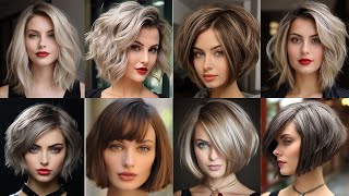 Short Bob Haircuts For Trendy amp Chic Look 2024 Chin Length Haircuts Curly Bob Pixie Cut Low Mainten [upl. by Nyleak]