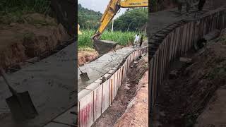 Concrete pouring process for ditch wall [upl. by Elleuqram]