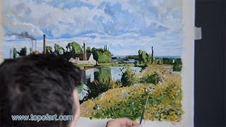 Art Reproduction Pissarro  The Oise on the Outskirts of Pontoise HandPainted Oil Painting [upl. by Einaj]