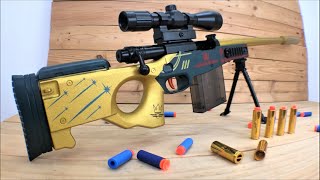 Shell Ejecting Realistic Gold AWM Sniper Toy Gun [upl. by Otilegna]