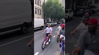 J Cole Biking Through New York City [upl. by Yllib]