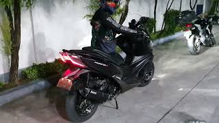 Kymco Xciting 400i 2022 with Akrapovic 570mm full system exhaust sound check [upl. by Aizek]