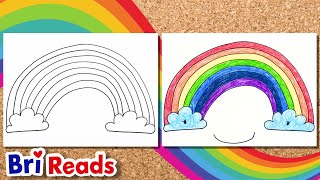 How to Draw a Colorful Rainbow for Kids  Draw Along with Bri Reads [upl. by Four]