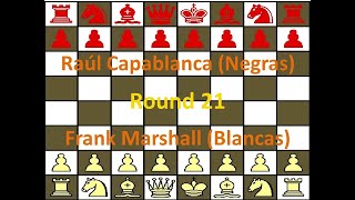 Raúl Capablanca contra Frank Marshall Round 21 [upl. by Coriss]