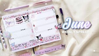 Bullet Journal Weekly Spread  June Weekly 3 Setup  Kuromi Theme [upl. by Muhcan]