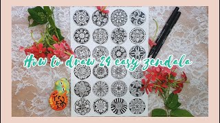 How to draw 24 easy Zendala  24 Zentangle [upl. by Seafowl]