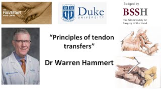 Principles of tendon transfers by Prof Warren Hammert [upl. by Nedla]