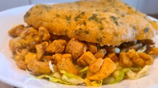 🇸🇷 Surinaamse bara gevuld met kip kerrie masala recept Surinamese Chicken donor curry recipe [upl. by Yodlem]