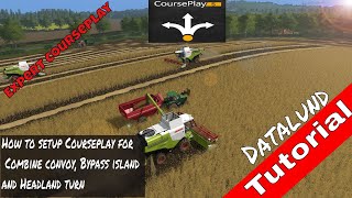 How to setup Courseplay 5 for Combine convoy Bypass Island and Headland Turn [upl. by Neellok551]