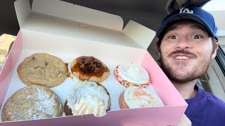 CRUMBL COOKIES REVIEW 179 Banana Upside Down Sticky Bun Pink Velvet Confetti Milkshake KBC [upl. by Biddie556]