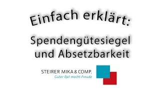 Spendengütesiegel und Absetzbarkeit [upl. by Nafis]