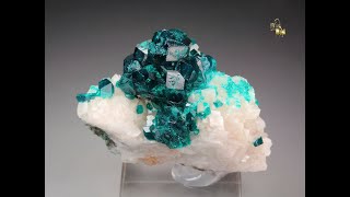 21322  DIOPTASE CALCITE  Tsumeb Mine Namibia [upl. by Ardnalak]