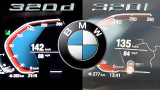 BMW G20 320d vs 320i 0100 kmh Beschleunigung 60120mph Acceleration G21 [upl. by Darnok]