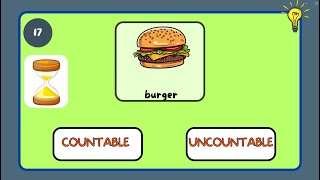 Countable and Uncountable Nouns for kids  Game  Food [upl. by Pack]