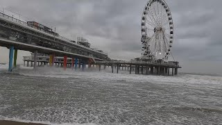 Storm Ciarán attacks the North sea beach from Scheveningen [upl. by Anyal]