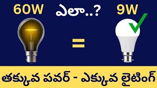 LED Vs Incandescent Bulbs  How LED Bulb Gives More Lighting In TeluguMaheshelectricks [upl. by Nonnac850]