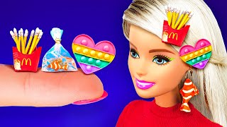 22 DIY Barbie Crafts Shoes McDonalds Pencils Pop It fidget and more Hacks and Crafts for Dolls [upl. by Wilson]