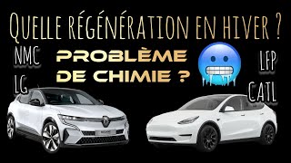 Différence de régénération en hiver VE 🥶 Problème de chimieBatterie LFP amp NMC Renault Tesla LG CATL [upl. by Notyep111]