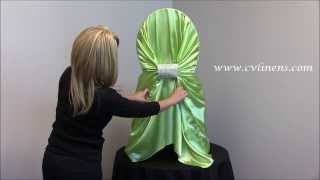 How to tie a Universal Satin Self Tie Chair Cover [upl. by Nassah]