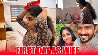 FIRST DAY AS A WIFE 😍  ഭർത്താവിന്റെ വീട്ടിൽ ആദ്യ ദിവസം 🥹  HOME TOUR  PULLOTHI [upl. by Okier]