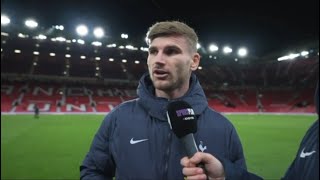 Timo Werner’s postmatch interview after Tottenham debut against Man Utd [upl. by Hanford210]