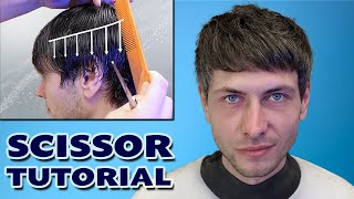 Basic Mens Scissor Cut  Step by Step Gents Shear Cut [upl. by Germin]