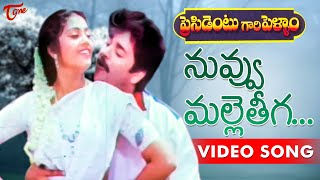 President Gari Pellam Songs  Nuvvu Malleteega  Nagarjuna  Meena [upl. by Aenit]