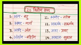 विलोम शब्द हिंदी में  vilom shabd in Hindi  20 vilom shabd Hindi mein  opposite words in Hindi [upl. by Hpsoj]