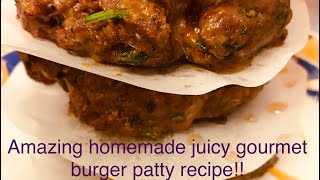 Amazing homemade juicy gourmet burger patty recipe with fresh ingredients [upl. by Illona]