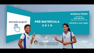 Prématrícula PA Seduc na rede estadual para 2020 [upl. by Trilbi106]