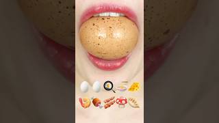 ASMR REAL EMOJI FOOD 🥚🥚🍳🍜🧀🍤🍖🥓🍄🥟 이모지 먹방 sped up [upl. by Oiretule]