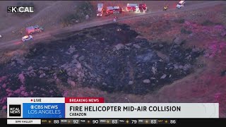 Fiery midair collision involving firefighting helicopter in Riverside County [upl. by Nomzaj]