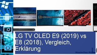 LG TV OLED E9 2019 vs E8 2018 Vergleich Erklärung [upl. by Lomaj]