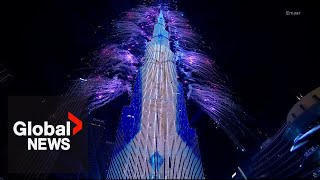 New Years 2023 Dubai puts on thrilling fireworks show at Burj Khalifa [upl. by Cordey]