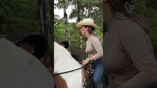 stylish woman horse rider and beautiful pintabian horse at cabalgata colonia carvajal [upl. by Koslo]