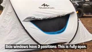 Quechua 2 Seconds Pop Up Tent quotFresh amp Blackquot 3 Person Tent Review and Pack Down [upl. by Oak]