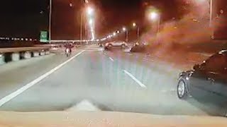 Horrific moment before a car plunges into sea on Penang Bridge [upl. by Coleen]