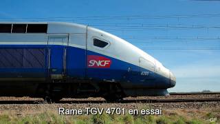 Rame TGV 4701 en essai  Freinage dUrgence [upl. by Amathist]