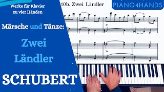 F Schubert  Zwei Ländler for Piano 4 hands D61810b [upl. by Aivirt]