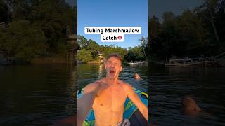 Tubing Marshmallow Trickshot 👄🚤 trickshot sports funny throw lake catch [upl. by Anirtap]