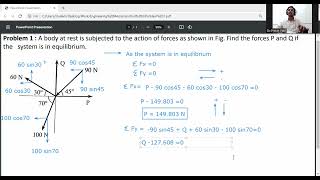 Problem 1 EQUILIBRIUM SYSTEM OF COPLANER FORCES  Engineering Mechanics [upl. by Astrea]