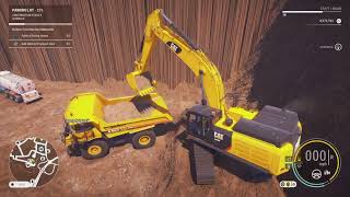 Construction Simulator CAT 349F caterpillar excavator loading soil parking lot [upl. by Oiramad]